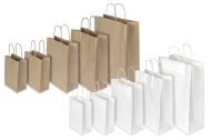 Paper carrier bags with twisted handles - white, brown and brown striped | Bestbuyenvelopes.ie