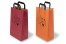 Paper carrier bags with folded handles - red and orange with printed example | Bestbuyenvelopes.ie