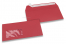 Red, coloured window envelopes, 110 x 220 mm (DL), window on the left, windowsize 45 x 90 mm, windowposition 20 mm from the left / 15 mm from the bottom, peal and seal closure, 120 gram coloured paper | Bestbuyenvelopes.ie