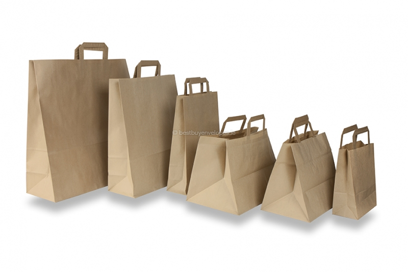 Wholesale Brown Folded Handle Paper Carrier Bags in Bulk
